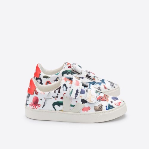 Veja Esplar Velcro Leather Kids Trainers Multicolor UK 85746